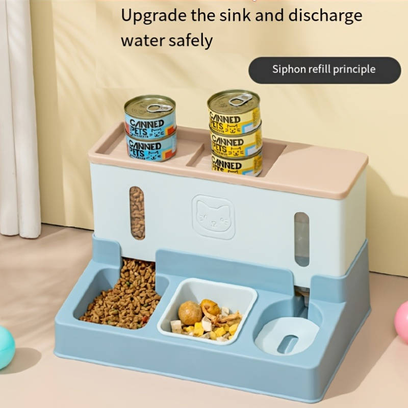 Pet Supplies Color Feeder And Water Dispenser Set  Blue