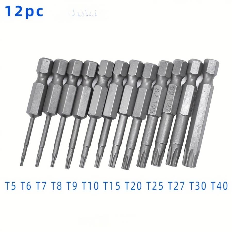 Screwdriver Bit Tool Set Size Silvery Quantity 12Pcs