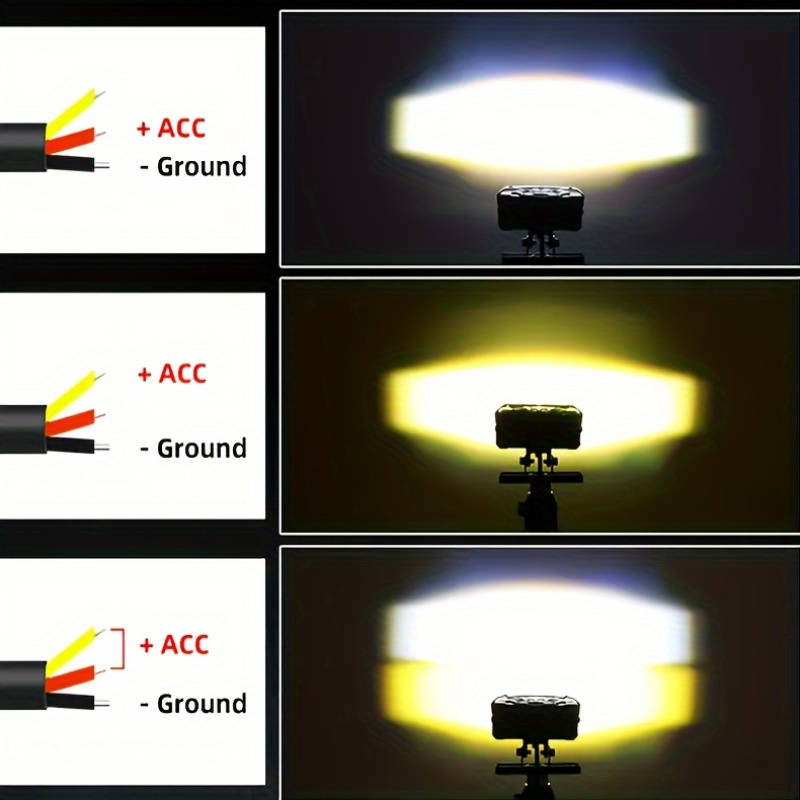 1pc LED Auxiliary Spotlight for Motor Vehicles Dual Color Hi Low Beam 3000+ Lumens