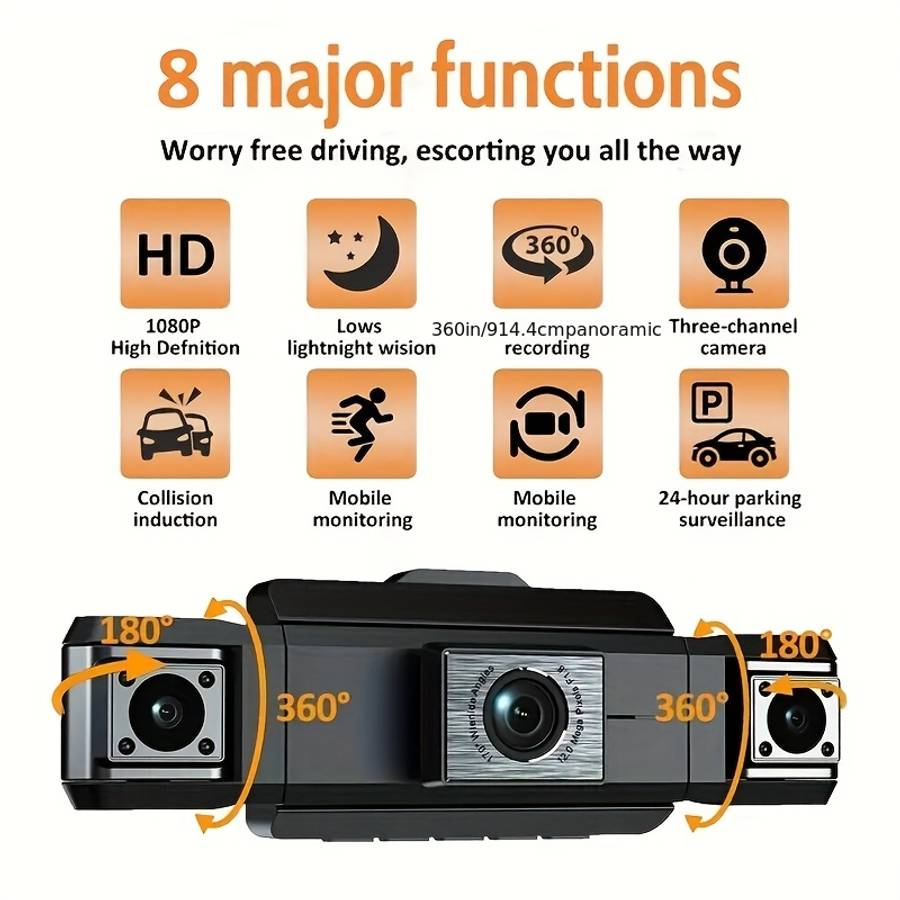 Dashcam Model Three Cameras On The Front  Left And Right Sides Of The Car Including 32G Card