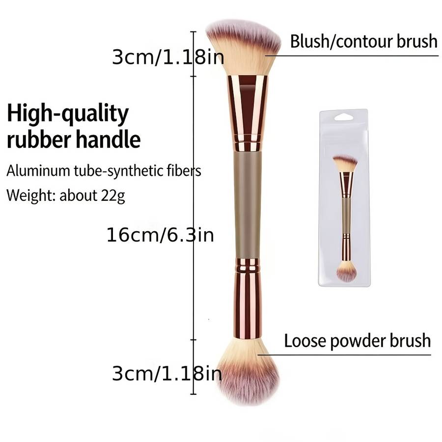 Makeup Brush Set Model Doubleheaded Single Rod Brown Plastic Handle