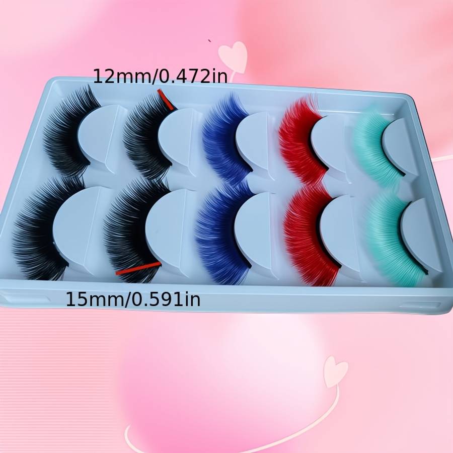5 Pairs Natural Volume Mink Lashes Color 5pairs Mixed Colourful Eyelash 07mm