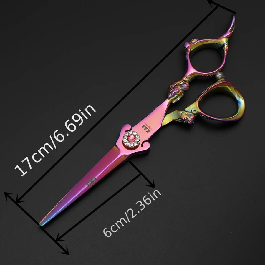 Hairdressing Scissors Model Colorful Butterfly Dragon Handle 6 Inch Flat Scissors