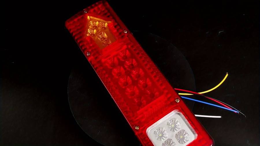 2pcs White Red Full Sealing Rubber Multi-Purpose Multi-Function Trailer LED Taillight