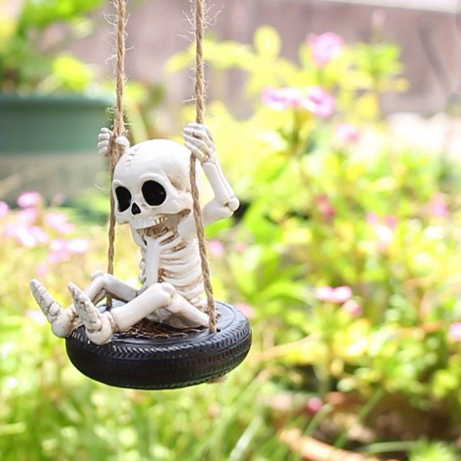 Halloween Decorations Material Resin Antique Swing Tire Skeleton