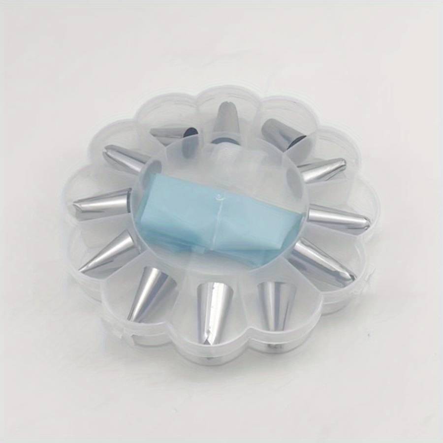 Professional Cake Decorating Head Color 14 Piece Flower Shaped Box Piping Tip  Orange