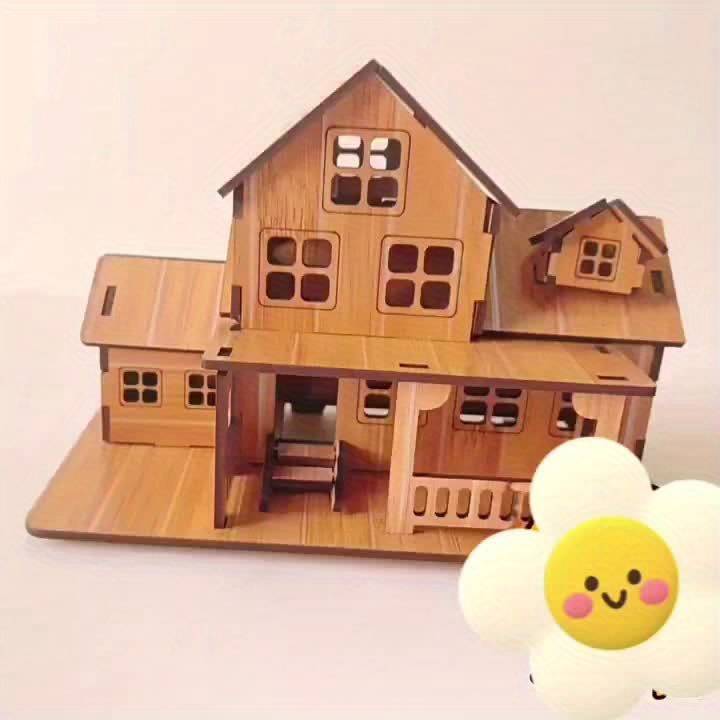 Building Toy Architectural Model Toy Set Color Warm Cabin [Laser Bamboo Version]