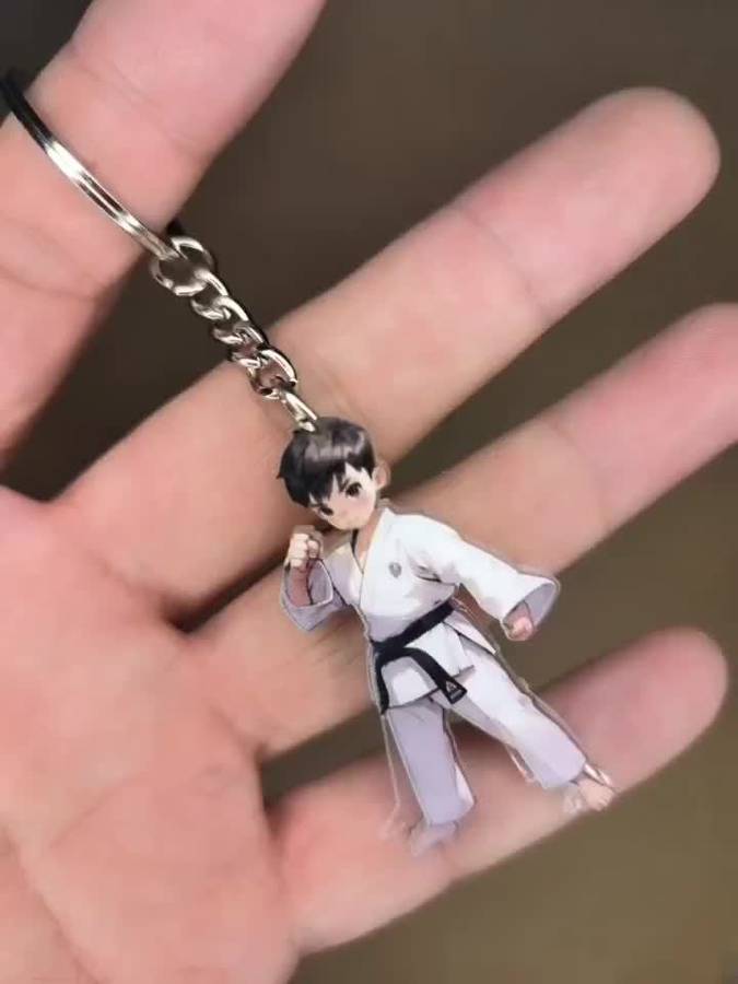 Keychain Ornament Style New Acrylic Cartoon Kung Fu Boy Keychain
