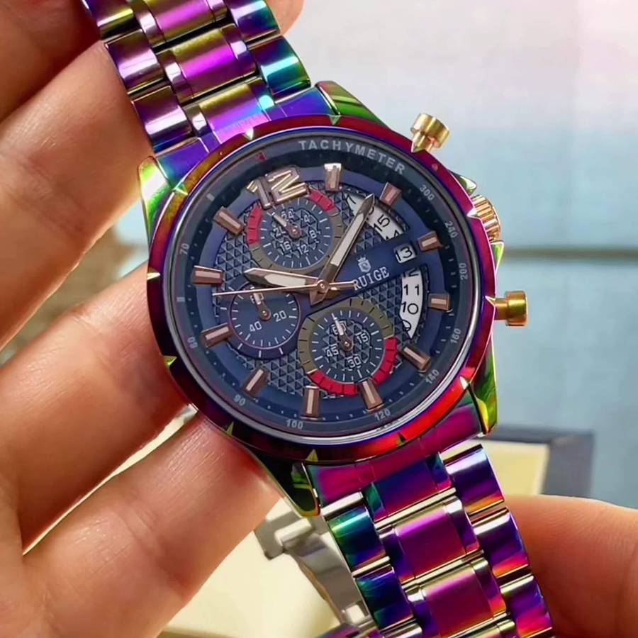 Men Fashion Luxury Skeleton Automatic Mechanical Watch Luminous Hands Rosecolor