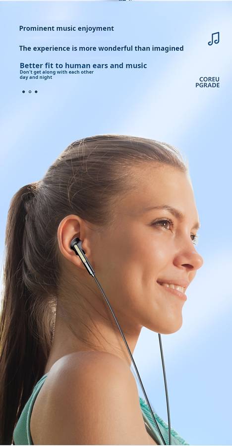 Wired Headphones Black Items 3.5Mm Round Hole