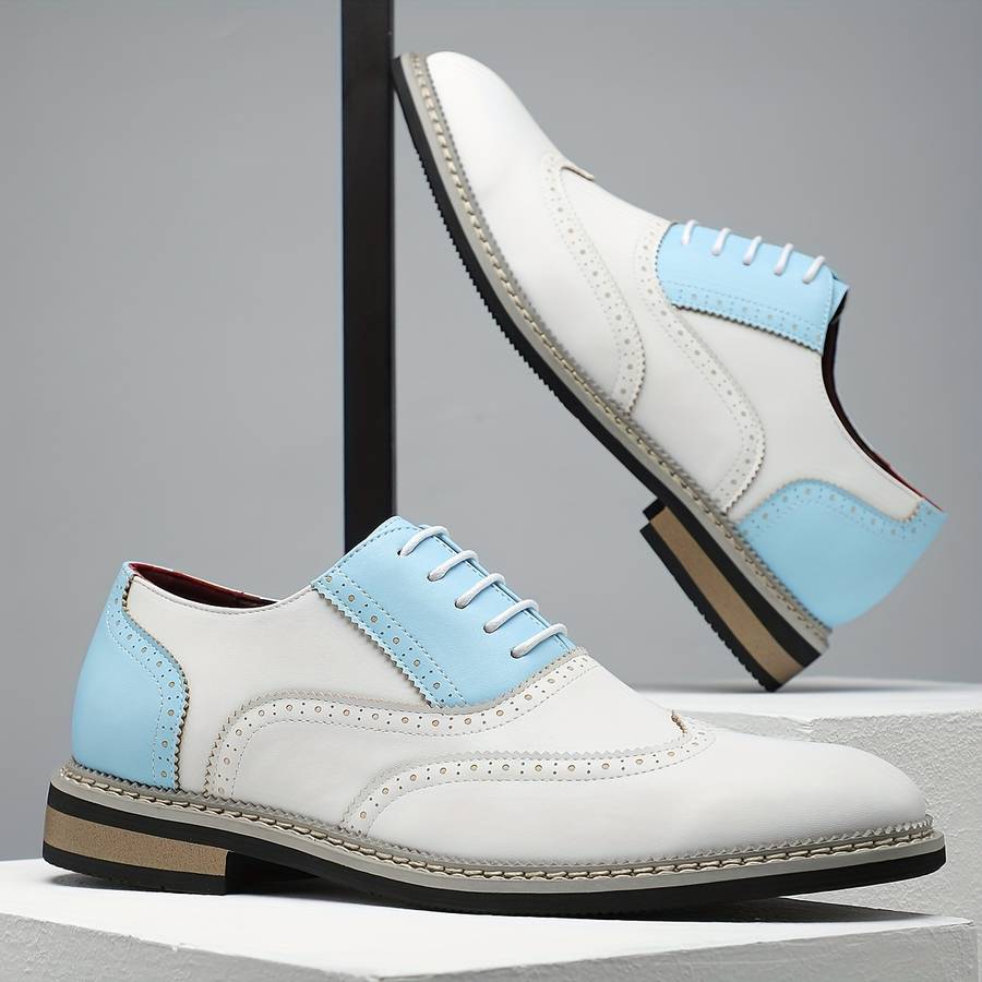 Mens Leather Shoes Color Light Blue And White Sizeuk 10.5
