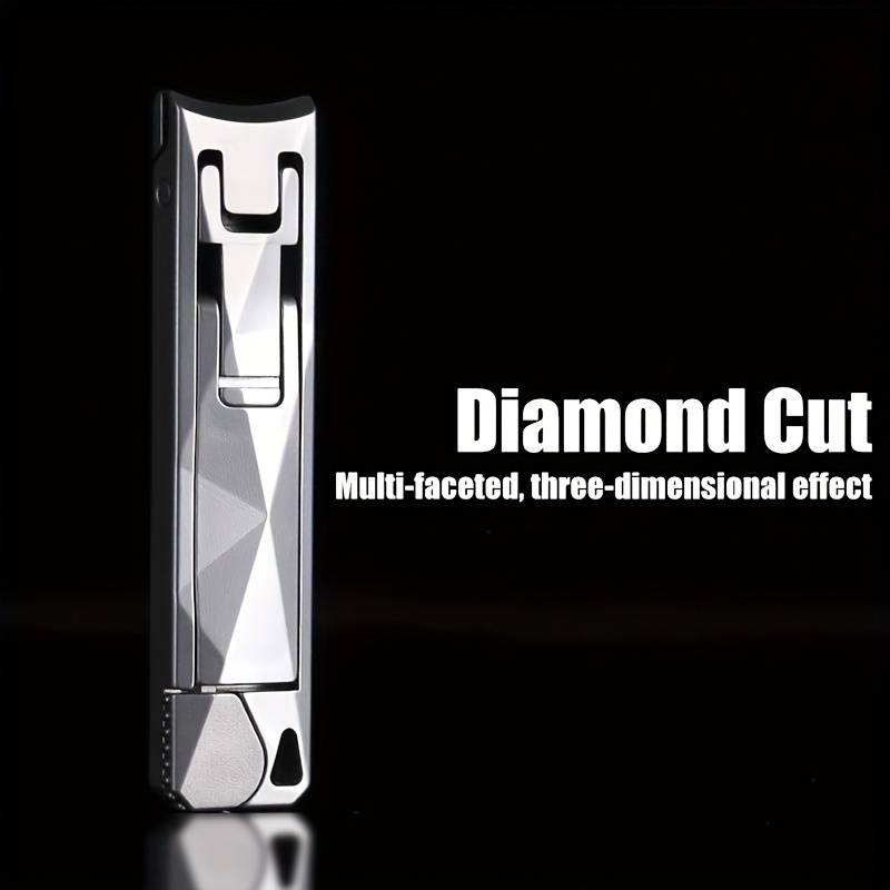 1pc Stainless Steel Fingernail Clippers with Concave Blade and Nail File Compact Diamond Cut