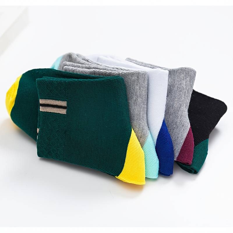 5 Pairs Of Mixed Colors One Size High Elastic Socks