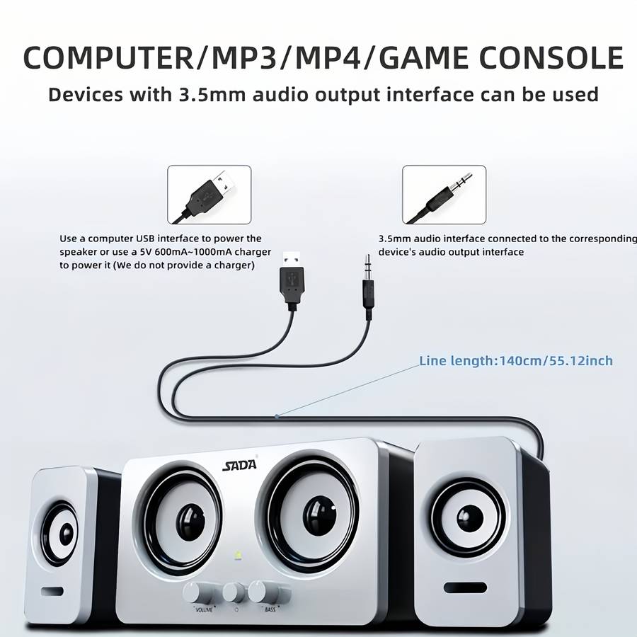 Speaker Color Black Items2.1 Channel Stereo Surround Sound