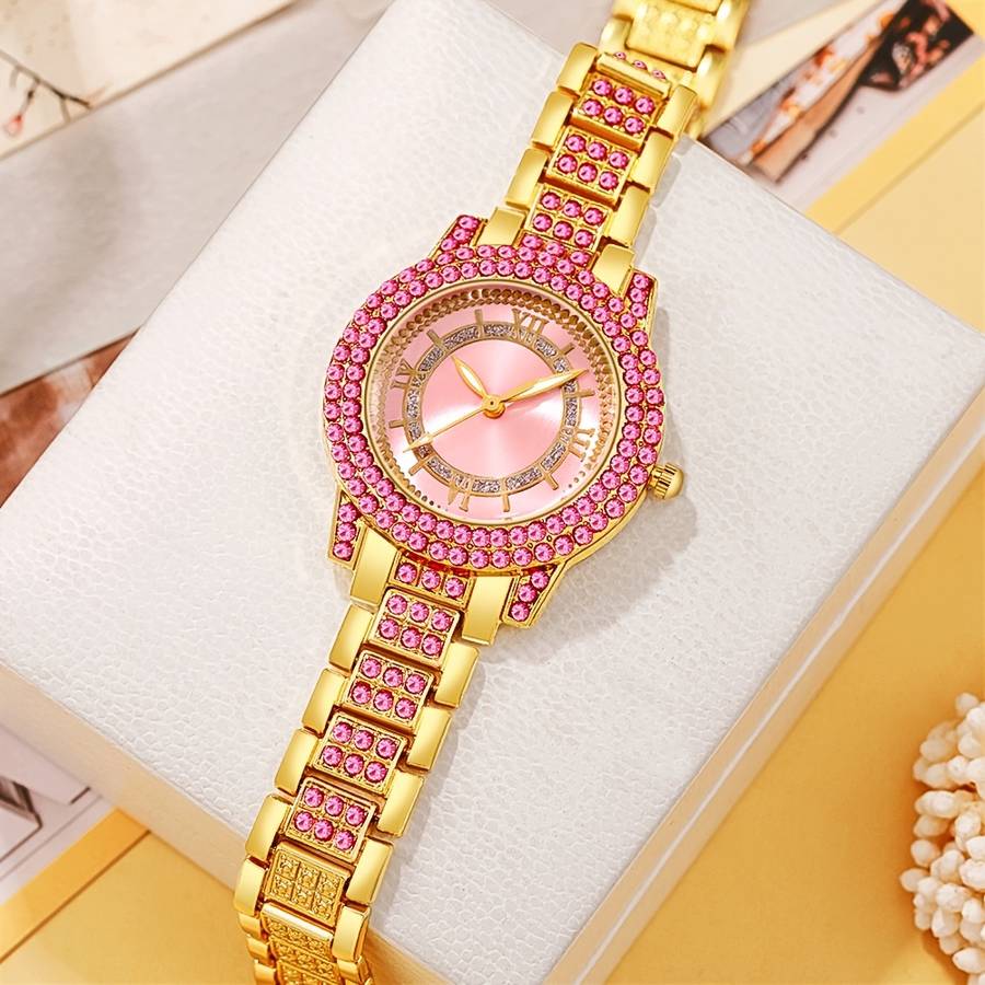 5Pcs Women Quartz Watches Rose Golden Showcasing Glamour