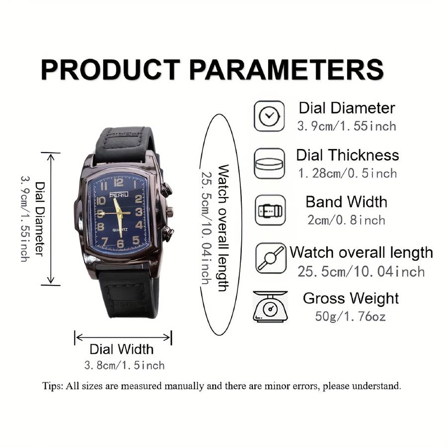 Luxury Men Square Classic Retro Style Digital Dial Minimalist Casual