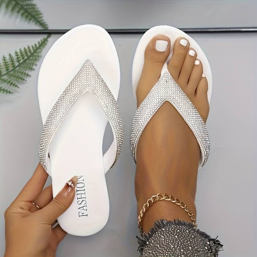 Ladies Summer Flip Flops White Uk 4
