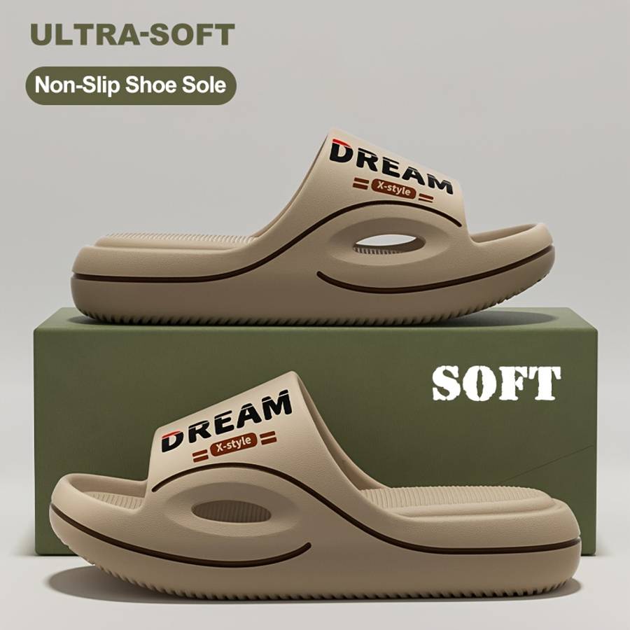 Men Slippers Summer Style Khaki Size Uk 7.5 To 8