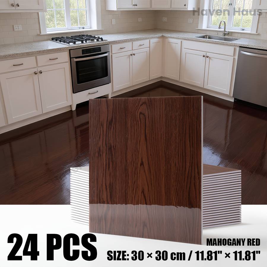 Self Adhesive Floor Stickers Mahogany Red 24Pcs