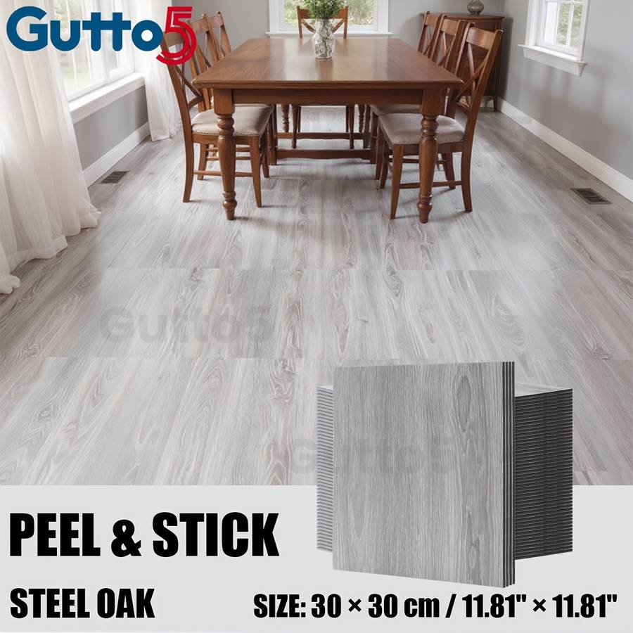 Self Adhesive Floor Stickers 30Pcs 11.8"11.8" 30Cm30Cm Dark Walnut