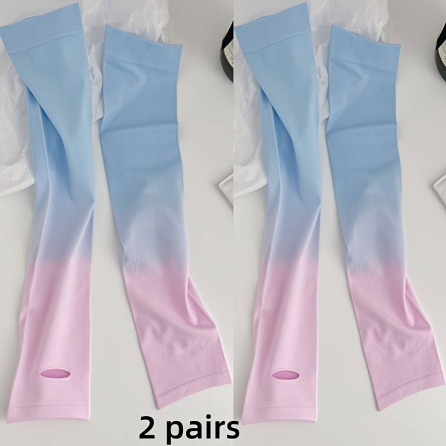 Sunscreen Sleeves Color 2Pairs Purple And White Gradient