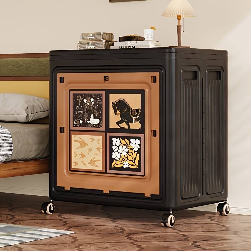 Storage And Organizationstorage Dark Brown Double Door Foldable With Pulleys Width 47Cm 18.5In