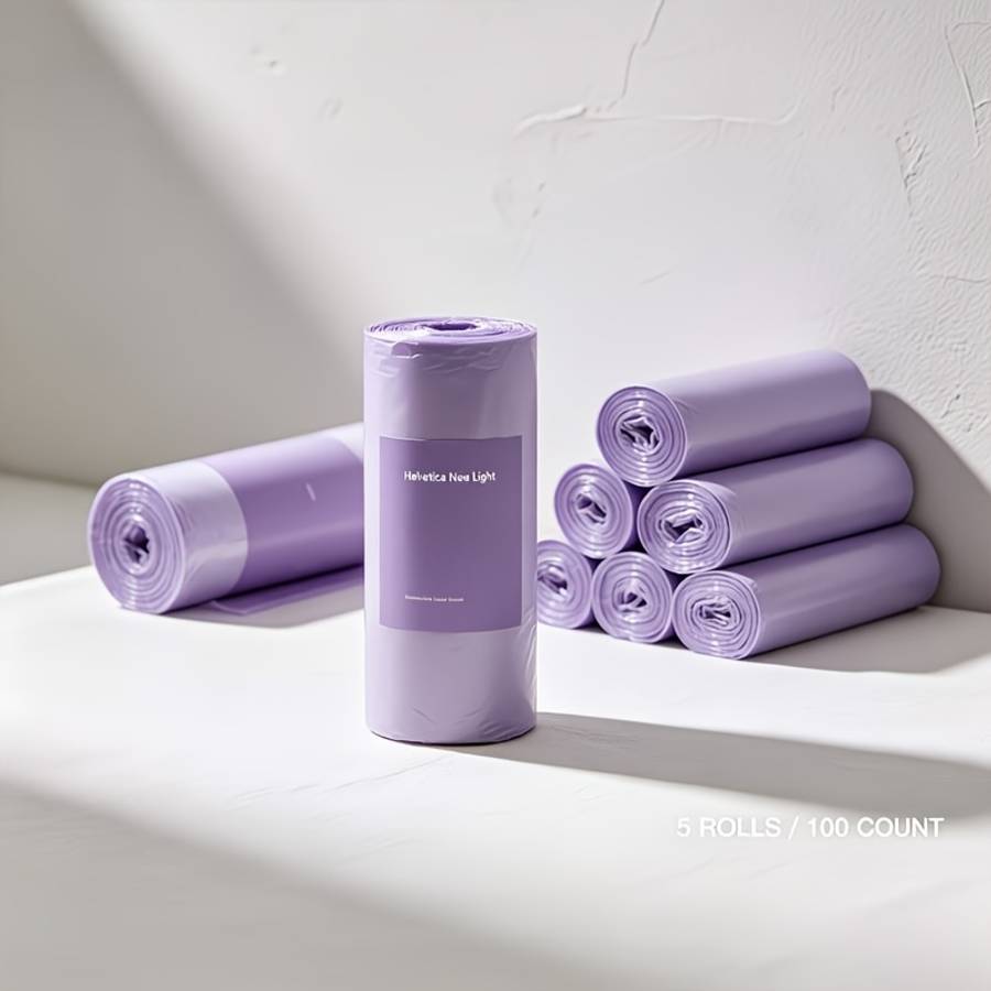 Trash Bag5 Rolls Of 100 Purple Pieces