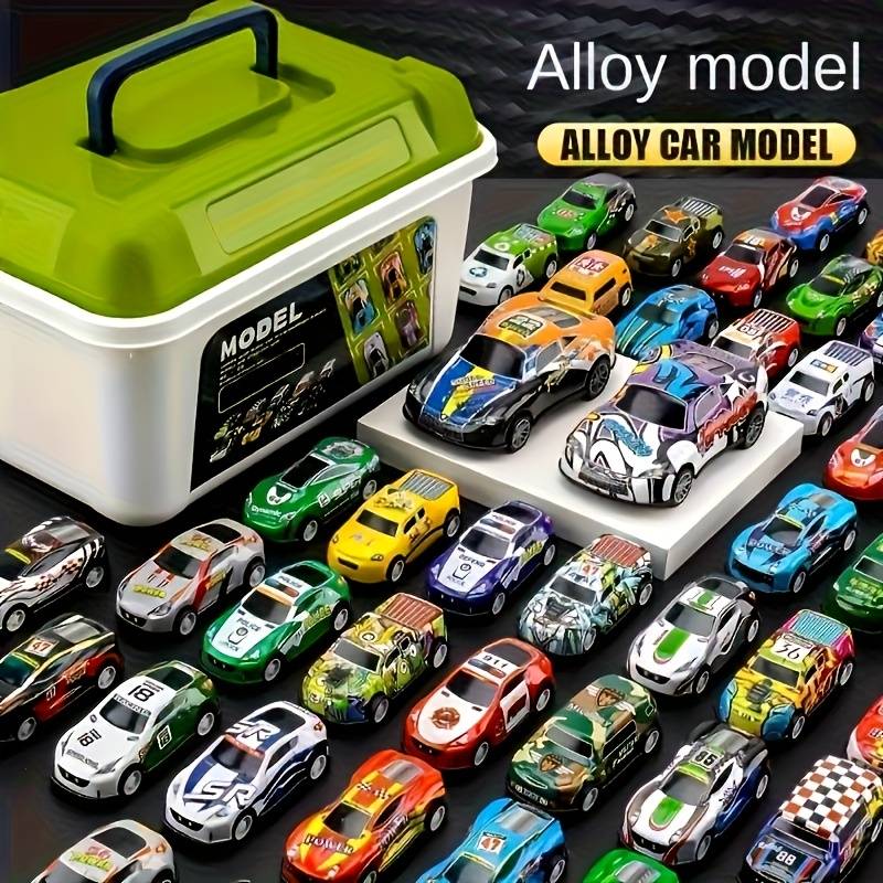 Storage And Organizationcolor 50Pcs Model Cars With Large Storage Box