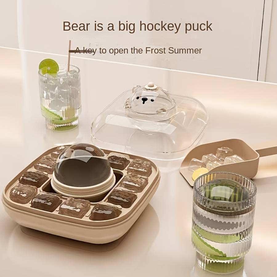 Ice Molds Color Tender Green Style2In1 Bear Ice Tray Press Bottom 12 Compartments  1 Ball