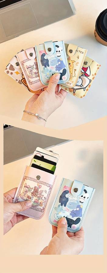 Stylish Convenience Cute Cartoon Multi-Card Id Holder Large Capacity Ultra-Thin Anti-Dema