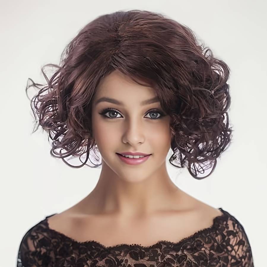 Dark Brown Womens Wigs Hair Length 25.4Cm