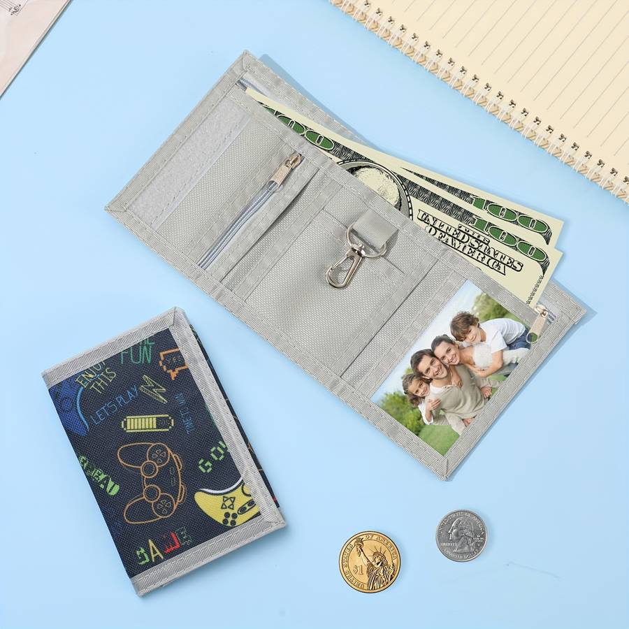 1pc Trifold Wallet Fashionable Print Casual Portable Coin Purse Durable Card Clip Large Capacit