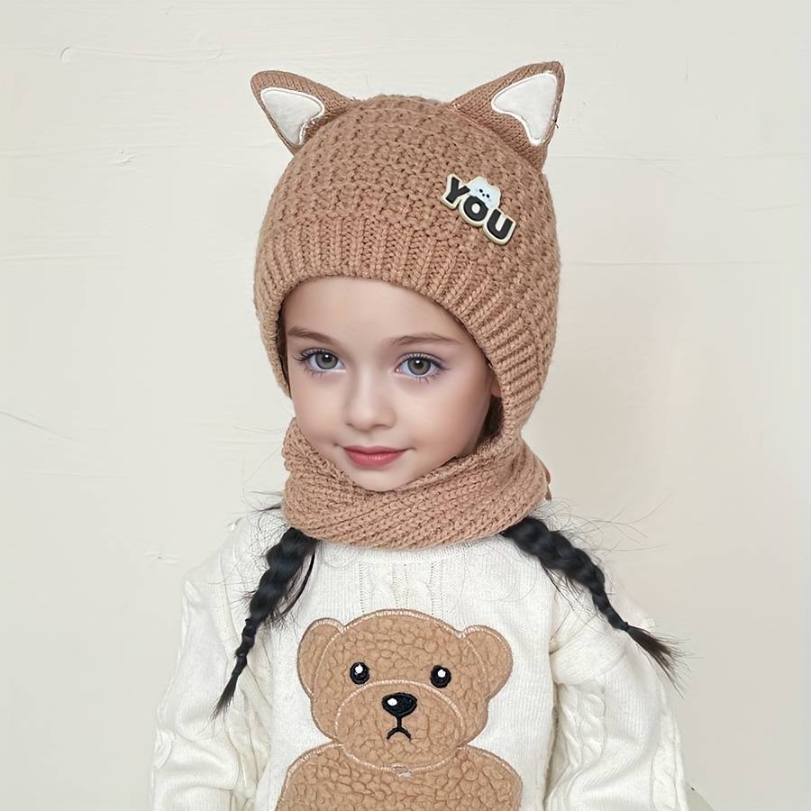 Winter Hat Color Cat Scarf Hat   Blue