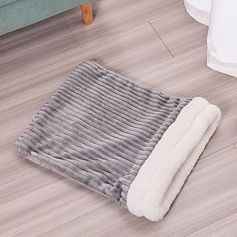 Pet supplies color Thickened Striped Velvet Gray size L  recommended For Pets Within 20 Catties