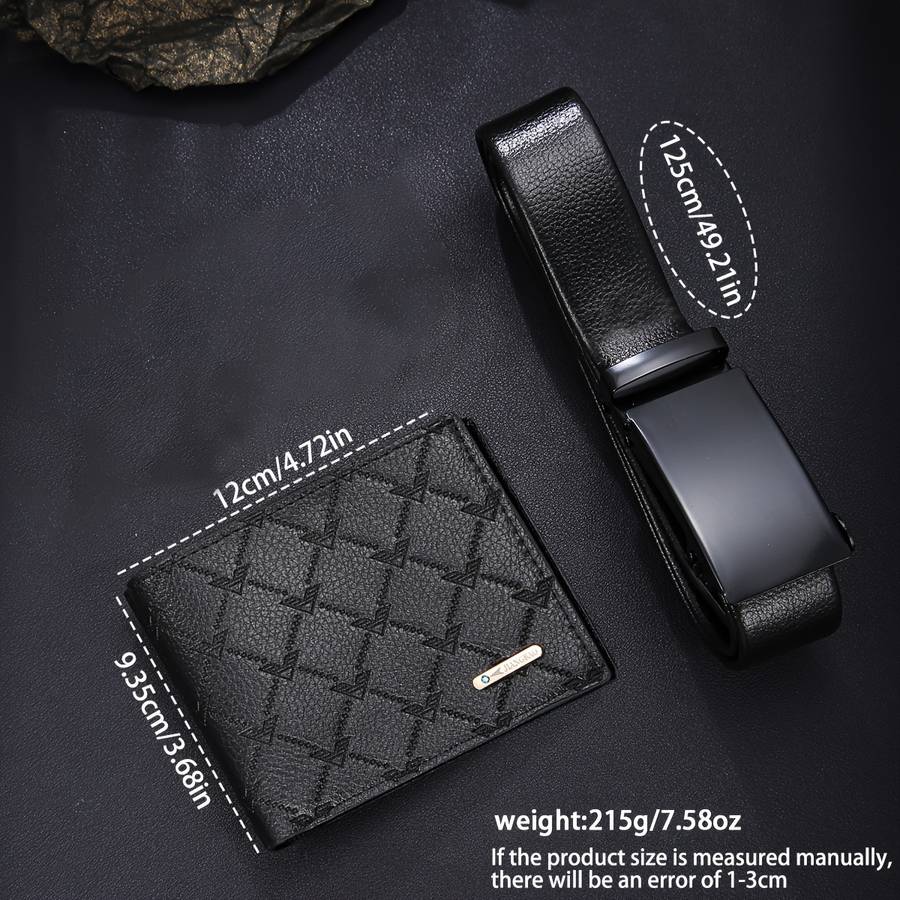 3Pcs Classic Men Watch Wallet Belt Set Luxury Matching With Watch