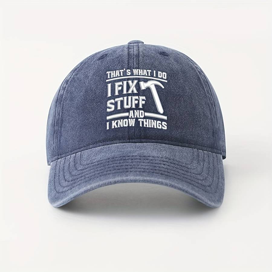 Unisex Cotton Baseball Cap with I FIX STUFF Embroidery Lightweight Breathable Adjustable