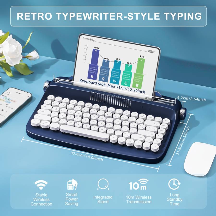 YUNZII B303 Blue Wireless Keyboard