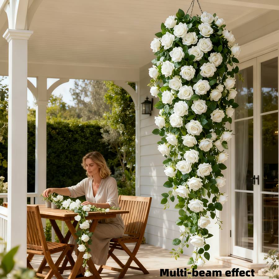 Simulated Flower Style 1Piece Set Of Highend Artificial Wallmounted White Rose Vine