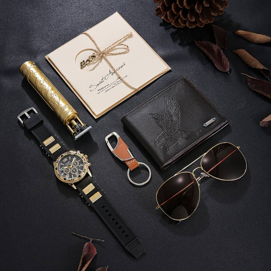 7Pcs Stylish Men Gift Set Stylish Business Casual Men Watch Set