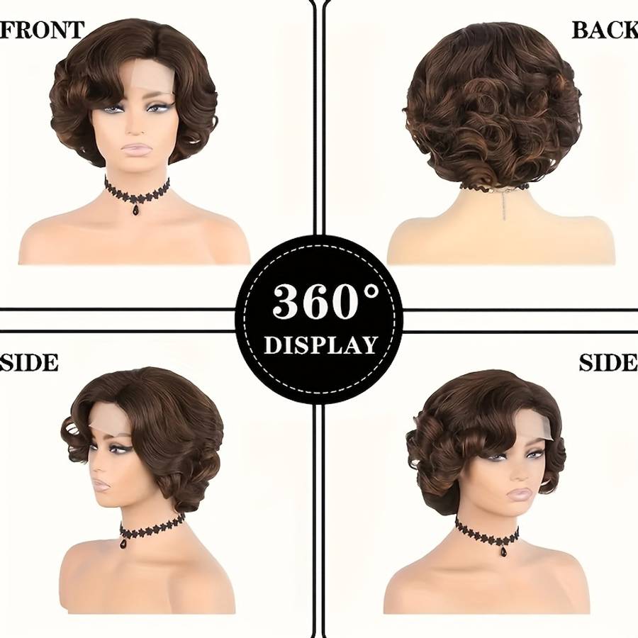 Black Womens Wigs Hair Length 20.32Cm