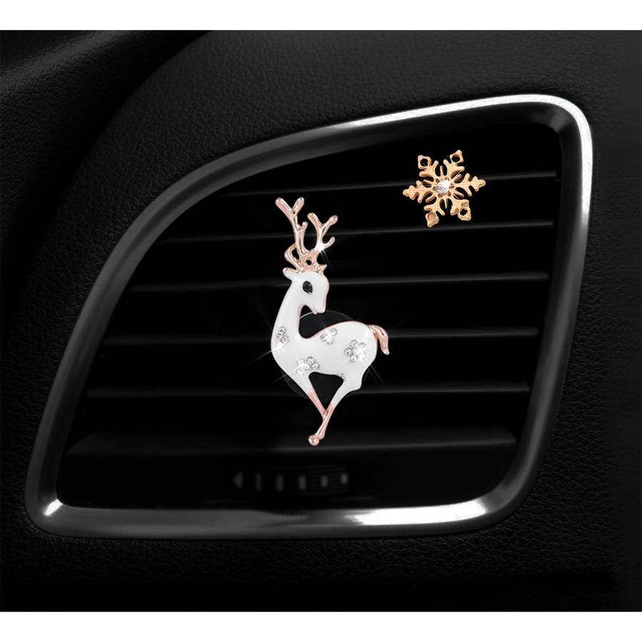 Car Interior Decor Items 4 Pieces 1 Black Elk  Add  1 White Elk  Add  2 Snowflakes