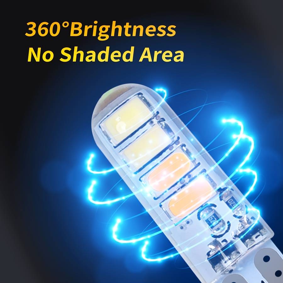 2pcs White Blue LED Auto Turn Signal Bulb High Bright T10 W5W LED 12V Plug