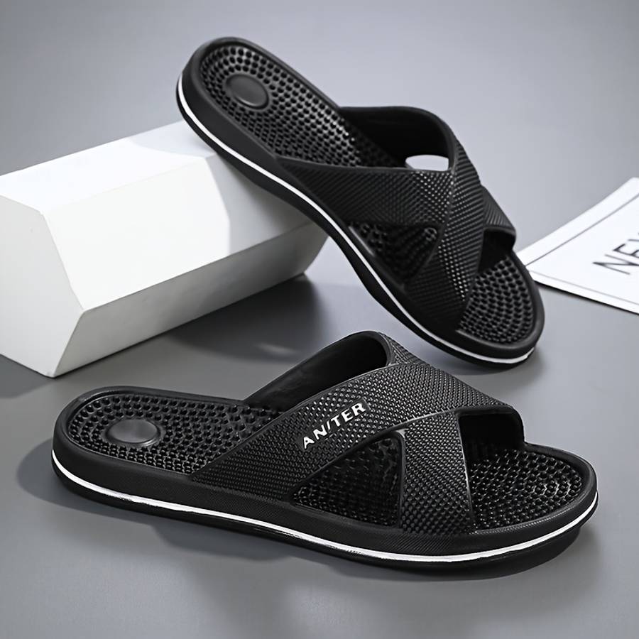 Men Slippers Summer Style Black Size Uk 5.5 To 6