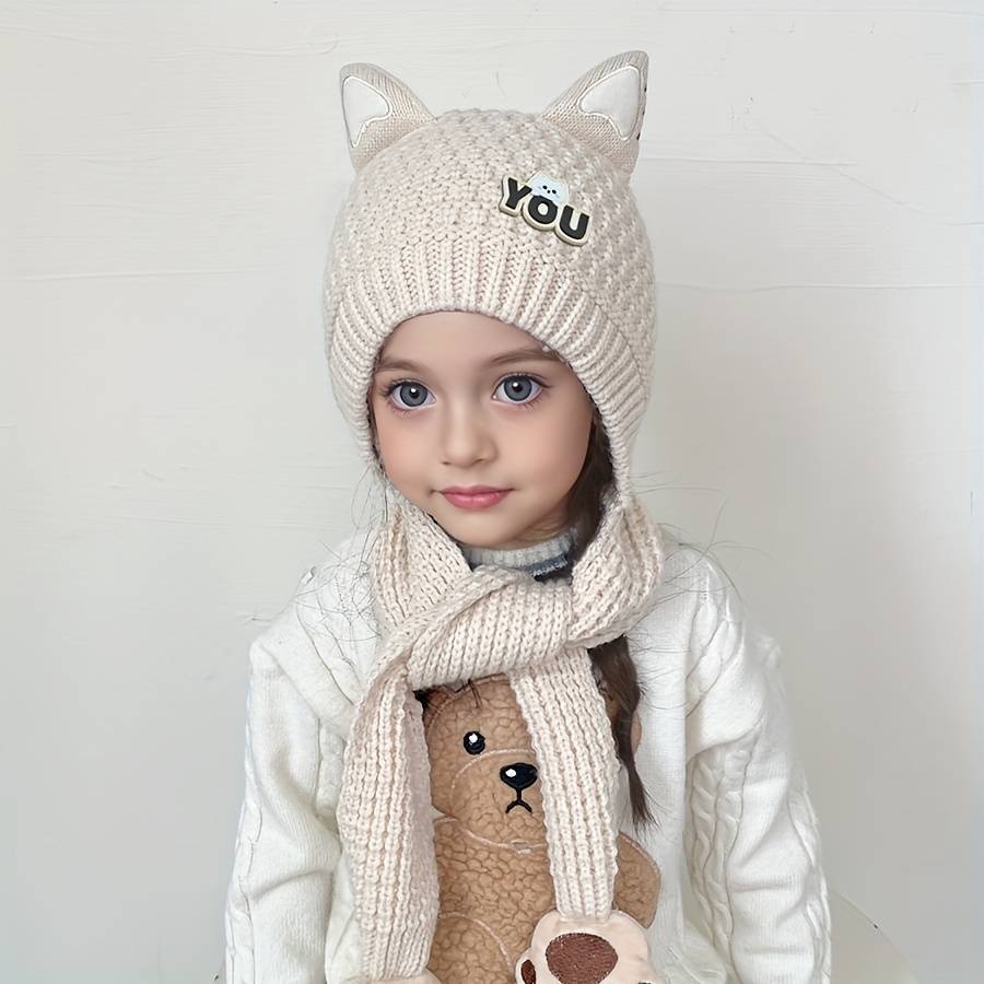 Winter Hat Color Cat Scarf Hat   Blue