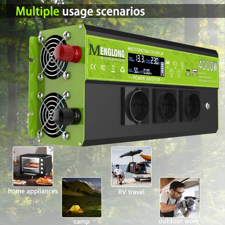 Versatile 4000W Power Inverter 12V 220V 230V Suitable For For Road Trip 4000W