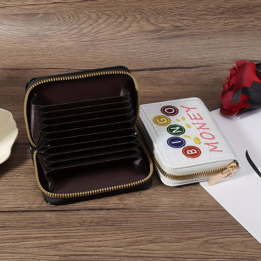 Women'S Casual Wallet With Zipper Closure Lightweight Nylon Lined Card Case Short Credit