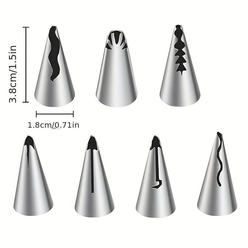Professional Cake Decorating Head Items 7 Piece Decorating Nozzle Set