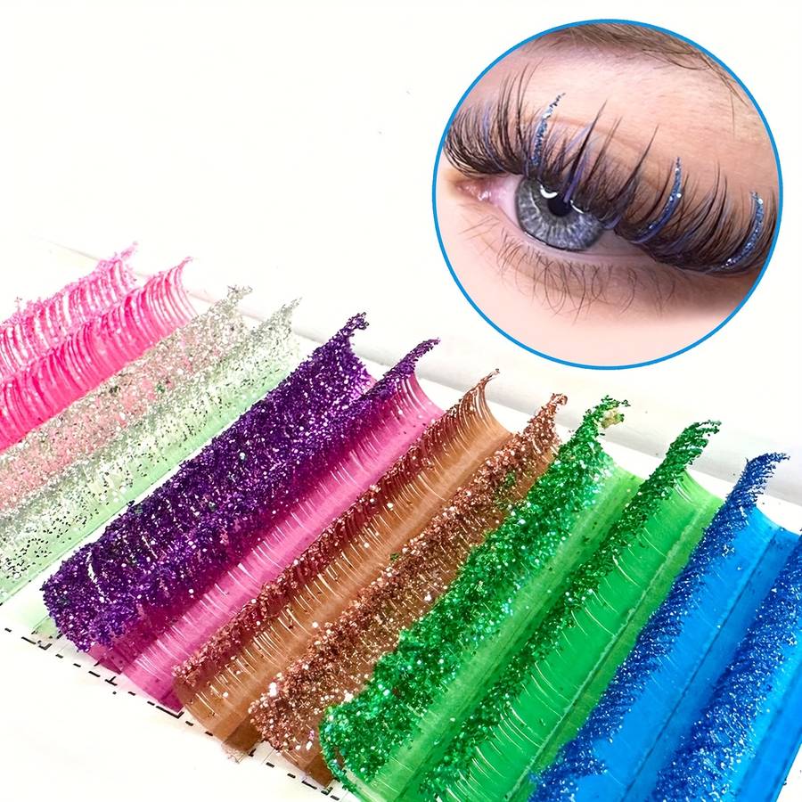 Fluffy Individual Lashes Color Colorful Size 15mm 15mm