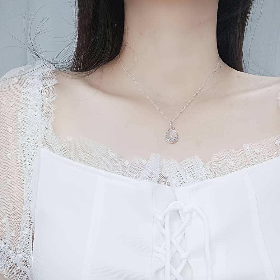 Womens Necklace Color Tulip Flower Necklace White 2 Quantity 1Pc