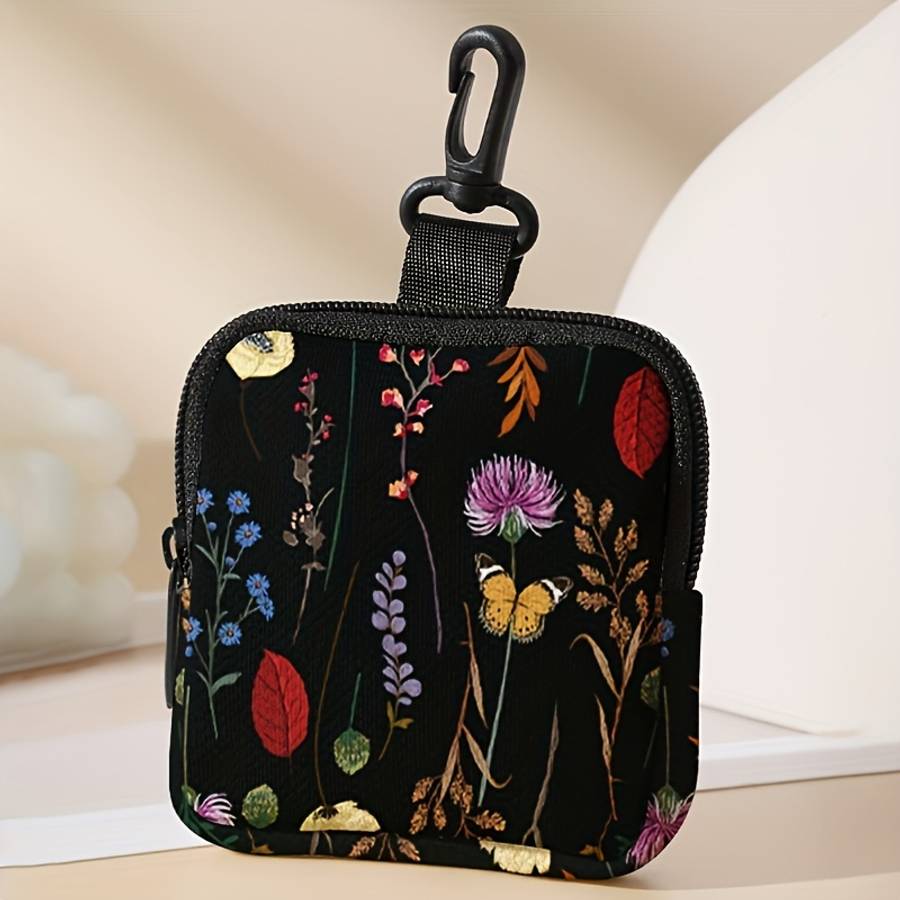 Flower And Butterfly Print Pattern Large Capacity Coin Wallet Digital Printing Coin Wallet Stor